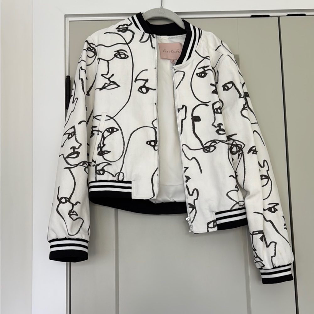 Abstract Face Print Bomber Jacket - image 1